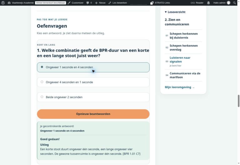 Voorbeeld van een oefenvraag met antwoorduitleg